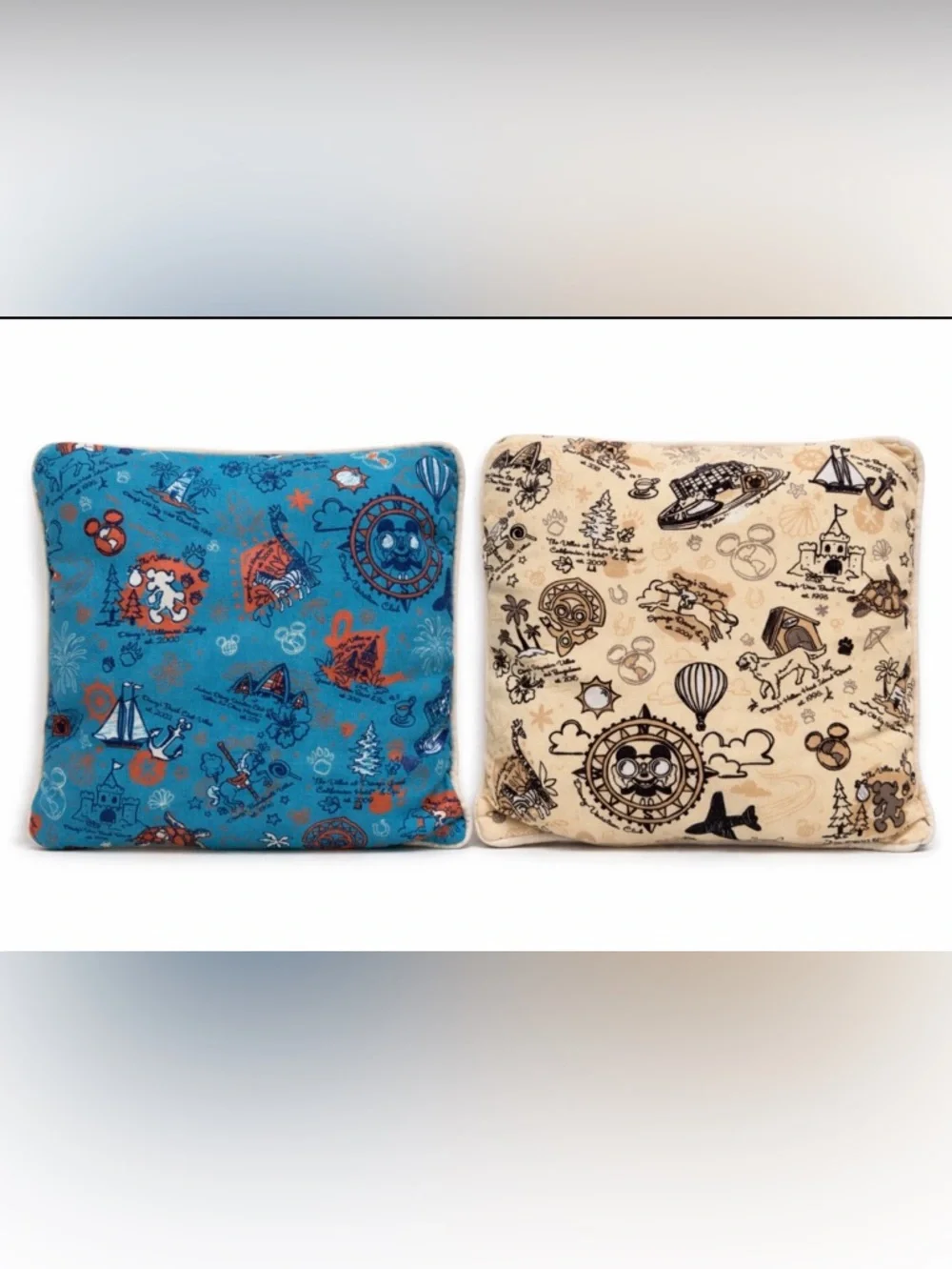 Disney World Commemorative Park Resort 1 Throw Pillow Mickey Reversible 2 Sided